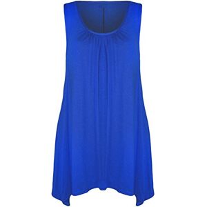 Mustwearit New Womens Ladies Hanky Hem Baggy Summer Casual Long Tunic Vest Top UK Size 8-26 Royal Blue