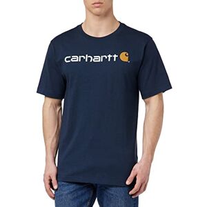 Carhartt Men's Relaxed Fit Heavyweight Short-Sleeve Logo Graphic T-Shirt, Navy, XS