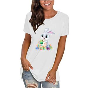 Haolei Easter T Shirt for Women UK Sale Short Sleeve Tunic Top Teens Ladies Happy Easter Day Tshirts Cute Bunny Graphic Print Tee Tops Baggy Crewneck Oversized Rabbit T-Shirts Size 8-16