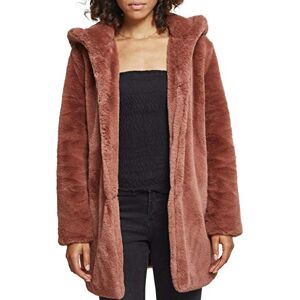 Urban Classics Women's Teddy Jacket Plush Coat Made of Teddy Fleece - Ladies Hooded Teddy CoatParka, Darkrose, XS