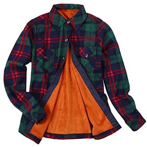 Generic Women's Plaid Fleece Lined Jacket Button Up Fuzzy Shirt Checkered Flannel Blouse Small Earring Studs (A2-A, L)