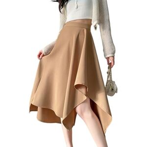 GerRit Skirt Summer Skirts Dark Patchwork Mini Women Irregular Hem High Waist Cargo Skirt-light Coffee-l