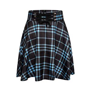 Ro Rox Mini Skirt Cora Tartan Women High Waist Scottish Plaid Check Punk, Blue, S