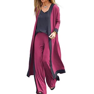 Women 3 Pieces Outfits Set for Going Out Vest Top Long Sleeve Open Front Cardigan High Waist Long Trousers Prom Evening Outfits Streetwear,Rose,L