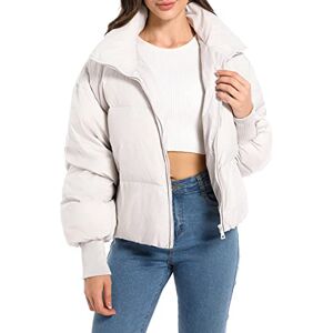 Orolay Women's Winter Puffer Jacket Stand Collar Bubble Oversized Silhouette Short Down Coat White L