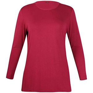 Purple Hanger Womens New Plain Long Sleeve Casual Top Ladies Basic Stretch Fit Crew Neck Everyday T-Shirt Tops Plus Size Burgundy Size 22-24