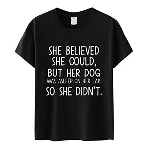 Amazon Warehouse Deals Uk Angxiwan Tunic Tops for Women UK Women Dog Lover Letter Print Funny T Shirts Summer Casual Pullover Tops Short Sleeve Women Tees Personalised T Shirt UK Black