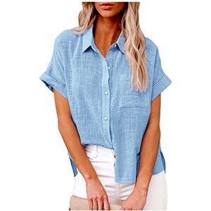 Blouses For Women Uk Floral Womens Shirts Plus Size Blouse Cotton Linen Tops Summer Casual Short Sleeve T Shirt Button Down Lapel Loose Fit Solid Tees Oversize Tunic Elegant Top for Ladies UK Size 22