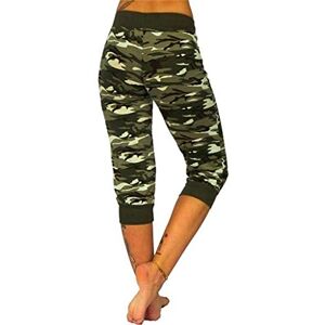 Generic Casual Leg Yoga Cropped Pants Women's Print Camouflage Pants Ladies Tops Short Sleeve Womens Tees (Green, S)