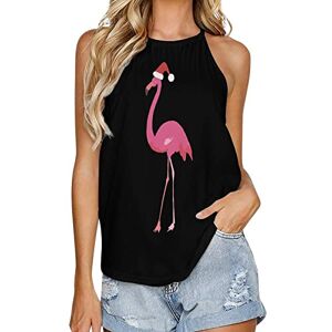 Generic041 Christmas Flamingo Fashion Tank Top for Women Summer Crew Neck T Shirts Sleeveless Yoga Blouse Tee L