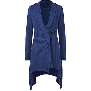 Joe Browns Women's Ribbed Knit Dipped Hem Buckled Cardigan Sweater, Navy, 8