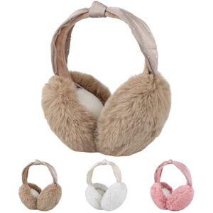 Fadcaer Winter Warm Fleece Earmuffs Girls Foldable Faux Fur Cute EarMuffs Ear Cover Soft Earmuffs for Womens Girls Outdoors Kids (Khaki)