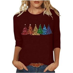 Free Felivery Christmas Tree Jumper Women UK, Christmas Graphic Santa Pullover Reindeer Xmas Tree Print Sweatshirt Novelty Funny Christmas Holiday Tops 3/4 Sleeve Casual Shirts Blouse Round Neck Loose Tunic Top