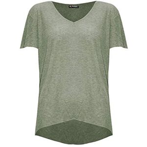 Fashion Star Womens Short Sleeve Baggy V Neck Hi Lo T Shirt V Neck Khaki Medium (UK 10)