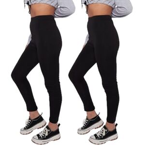 United Firmcontrol Tummy Control (Pack of 2) Leggings Womens UK Plus Size 8 10 12 14 16 18 20 22 24 26 28 (10, Black)