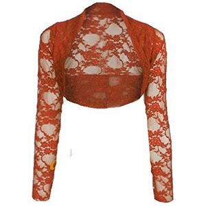 Divadames Womens Cropped Lace Shrug Ladies Bolero Rust Size L/XL (UK 14-16)