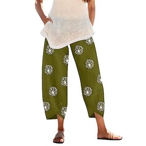 Wide Leg Trousers Women Linen Trousers Womens Women's Pants Casual High Waist Solid Summer Cotton Loose Long Straight Pants Wide Leg Flared Elasticated Stretch Plus Size Plain Trousers