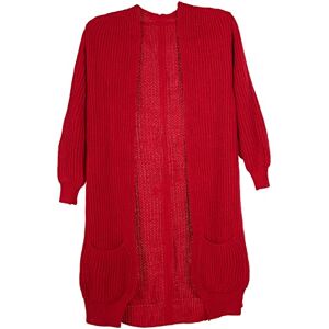 styleBREAKER Women Chunky Knit Cardigan with Patch Pockets, Without Fastening, Long Cardigan, one Size 08010064, Colour:Red