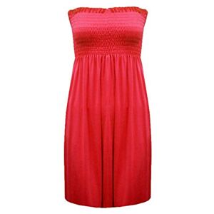 REAL LIFE FASHION LTD New Womens Ladies Plain Sheering Boobtube Bandeau Summer Strapless Short Dress TOP Red