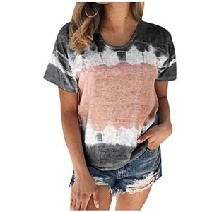 HAOLEI Tie Dye T Shirt for Women UK Plus Size 22-14,Ladies Blouses UK Crew Neck Gradient Shirts Color Block Short Sleeve Graphic Tee Top Loose Fit 2023 Casual Summer Tunic Tops Oversized