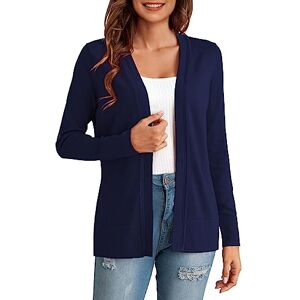 TYUSGH Women's Cardigan Solid Color Long Sleeved Buttonless Casual Knitted Sweater Cardigan Solid Color Loose Fit Cover Up Business Office Blue