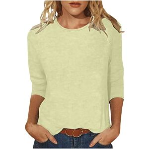 ⭐tops For Women Uk,0211mjrsy258 Womens 3/4 Sleeve Tops and T Shirts,Lightweight Solid,Elegant,Casual Loose Crewneck,T Shirts,Tunic Tops for Women UK, Ladies Plus Size Blouse Tee Shirts Three Quarter Sleeve Gym Tops,Summer Tops