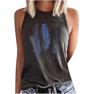 Haolei Halter Vest Tops for Women UK Sale Clearance Halter Neck Summer Tops Sleeveless Feather Printed Tank Tops Elegant Cami Shirt Casual Basic T Shirts Tee Blouses Tunics Camisoles Tank Top