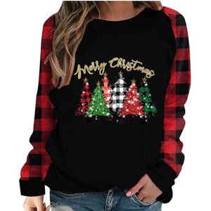 HAOLEI Christmas Jumper Women UK Clearance,Funny Christmas Reindeer Jumper Cute Novelty Xmas Sweatshirts Graphic Shirts Crew Neck Print Pullover Sweater Tops Blouse Ugly Xmas Jumpers Ladies