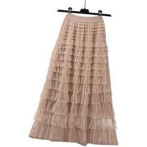 GerRit Skirt Women’s Multilayer Ruffles Tulle Skirt Pleated High Waist Fairy Cake Dress Party Skirt-color 15-m (skirt Length 85cm)