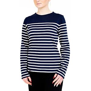 Breizh Ocean - Piriac - Women - Long-Sleeved Sailor - Thick Organic Cotton - Round Neck - XS to 4XL, Navy/White, L