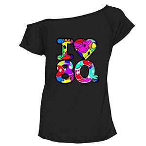 Pretty Attitude New Women's Ladies I Love The 90s T-Shirt Fancy Dress Costume Neon Festival Top (Black Love 80s, 16)