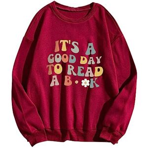 KUIH Sweatshirts for Women It'S A Good Day To Read A Book Tunic Pullover Crewneck Long Sleeve Loose Casual Shirts Comfy Tops Blouses Fashion Jumper Tunic Daily Life Clothing Blouse Streetwear