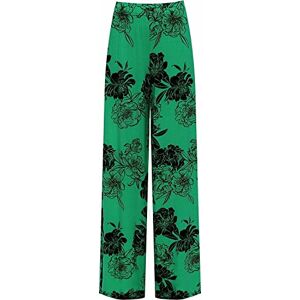MMK Manchester&#174; Women's Elasticated Waist Printed Wide Leg Full Length Trouser - Ladies Casual Summer Stretch Palazzo Pants (Green Floral, 24-26)