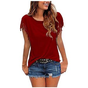 Summer Tops For Women Uk 0307a38315 FunAloe Red Top Women Blouses for Women Dressy Casual Summer Tops UK Plus Size Loose Tassel Sleeve Multicolor Short Sleeve T-Shirt Crewneck Shirts Women Tassel Sleeve Multicolor XL