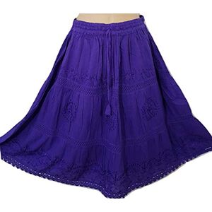 Doorwaytofashion Cotton Summer Skirt Midi Boho Hippie Crochet Lace Tiered One Size 10 12 14 16 18 (Deep Purple)
