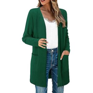 Summer Cardigans Women Sale Uk AMDOLE Womens Long Winter Coat Women's Solid Color Casual Mid Length Pocket Knitted Cardigan Jacket down Coats for Women plus Size (Green, XXL)