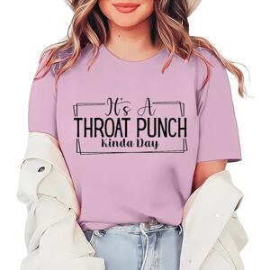 Amazon Fashion Uk Women Angxiwan Plus Size Tops for Women It's A Throat Punch Kinda Day Women's Letter Print Round Neck Short Sleeve T Shirt Top Ladies Plus Size Summer Tops Cropped Tshirt Women Pink