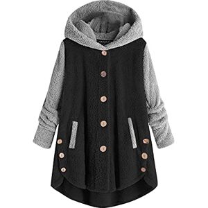 Women Vintage Baggy Outwear Coat Plus Size Button Jacket Patchworl Tops Hooded Loose Sweater Outwear Ladies Fall Winter Warm All Match Casual Outerwear Blouse Top