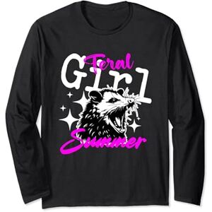 Candis Raechelle Designs Feral Girl Summer, cute Opossum Long Sleeve T-Shirt