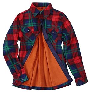 Generic Women's Plaid Fleece Lined Jacket Button Up Fuzzy Shirt Checkered Flannel Blouse Earrings Studs Set (A2-E, XXXXL)