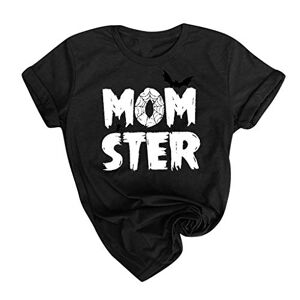 Cheap!On Sale! Limited Time Discount!! Halloween Costumes Adult Halloween Short Letters Women Tunic Shirt Printing Tee Blouse Casual Tops Sleeve Women's Blouse Womens Cotton Short Sleeve Tees (Black, M)