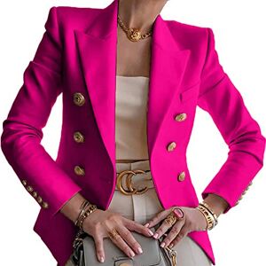HAOLEI Blazer for Women UK Elegant Smart Casual Ladies Suits & Blazers Clearance Notched Collar Long Sleeves Coat Cardigan Tops Button Plain Office Work Suit Jackets Size 8-16 Hot Pink