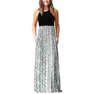 PCEAIIH Women's Casual Sleeveless Maxi Dress Loose Long Dresses with Pockets (XXL-B-Snake)