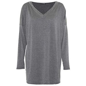 Oops Outlet Women Ladies Batwing Sleeve Baggy Cuffed Oversized Fine Knitted Tunic Mini Dress (Plus Size (UK 20/22), V Neck Charcoal)