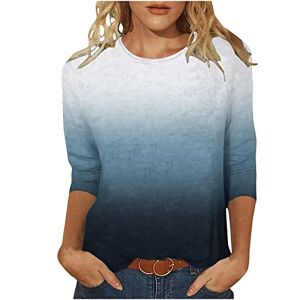 Summer Tops For Women Uk 0407c237 Work Blouses For Women Summer Tops Uk Size 14 Womens Long Sleeve Shirts Going Out Shirts Women Elegant Print Loose T-Shirt 3/4 Sleeve Crewneck Casual Tops Gradient Top Shirts Navy Clearance Size 8-18