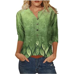 Summer Tops For Women Uk 0417a3363 FunAloe 3/4 Sleeve Tee Shirts Elegant Short Sleeved Shirt Clearance V Neck Tops for Women UK Button Down Shirts Green Day T-Shirt Three-Quarter-Sleeve Print Top Elegant Retro Easter Loose Tops Shirts