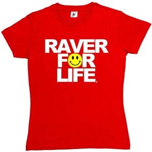 Fancy A Snuggle Raver for Life Old Skool Rave Acid DJ Festival Shirt Womens Boyfriend Fit T-Shirt Red Medium