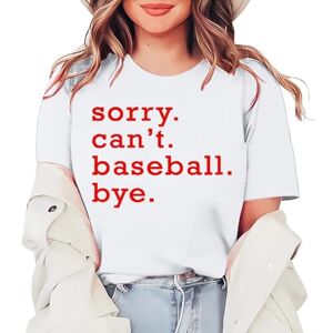 Amazon Warehouse Clearance Sale Angxiwan Sports Tops for Women UK Sorry Can't Baseball Bye Women's Letter Baseball Print Round Neck Short Sleeved T Shirt Top Tunic T Shirts for Women UK White