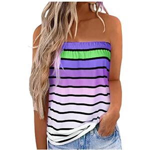 Funaloe 2023 Summer Tops For Women Uk Clearance Sale Strapless Tops Plus Size Athletic Tank Tops for Women Bandeau Tops Sleeveless Tops Fitted Summer Tops UK Size 18 Casual Print Top Crewneck Top Women Top Purple L Work Offiece Blouses Clearance