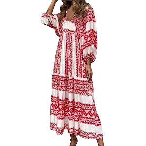 Summer Dresses for Women Sale Clearance Casual Elegant Boho Floral Print Maxi Dress Loose V Neck Half Sleeve Long Dress Cocktail Holiday Beach Sun Dresses